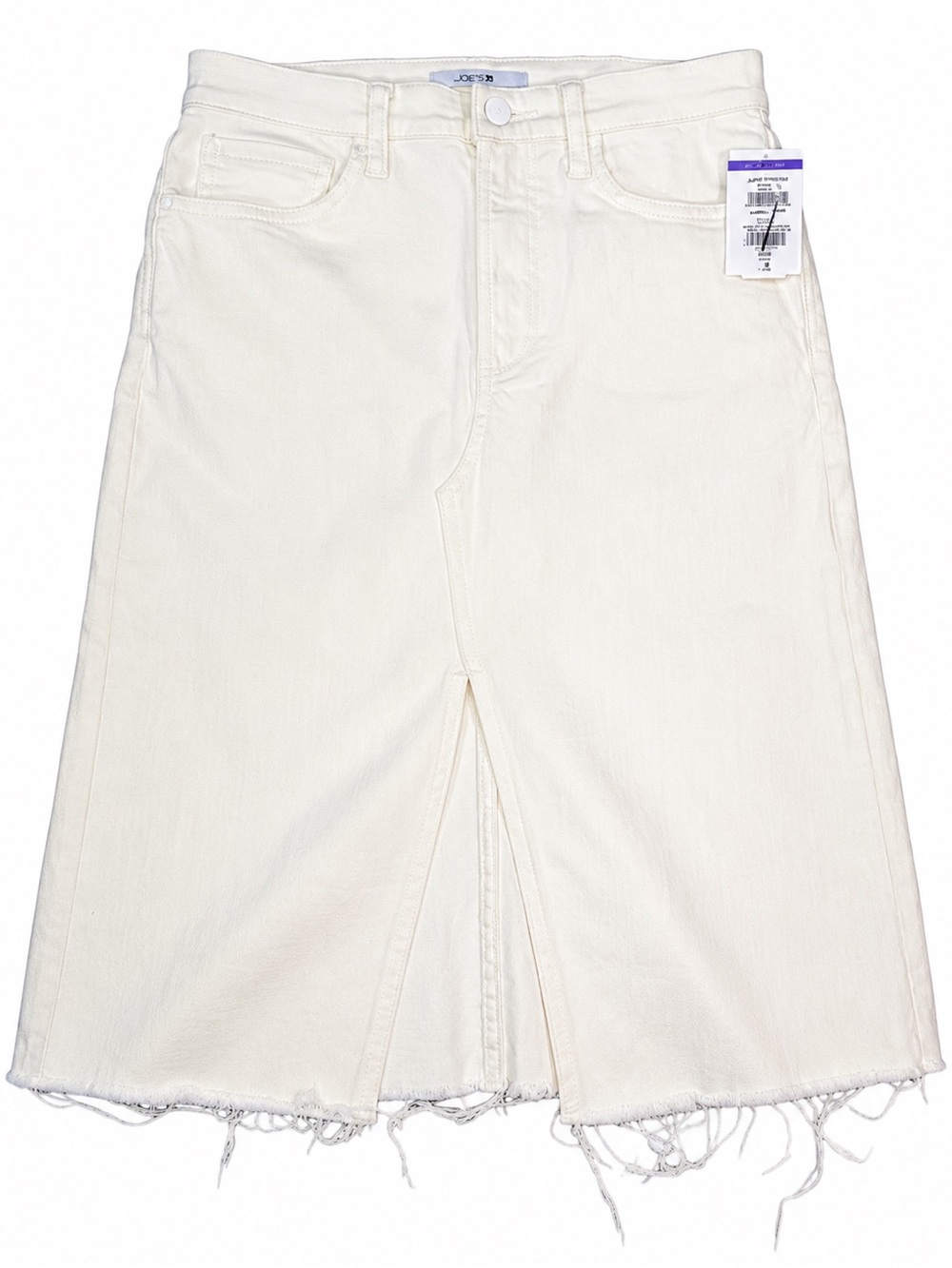 Joe’s Jeans White Denim Midi Skirt High Rise Front Slit NWT
